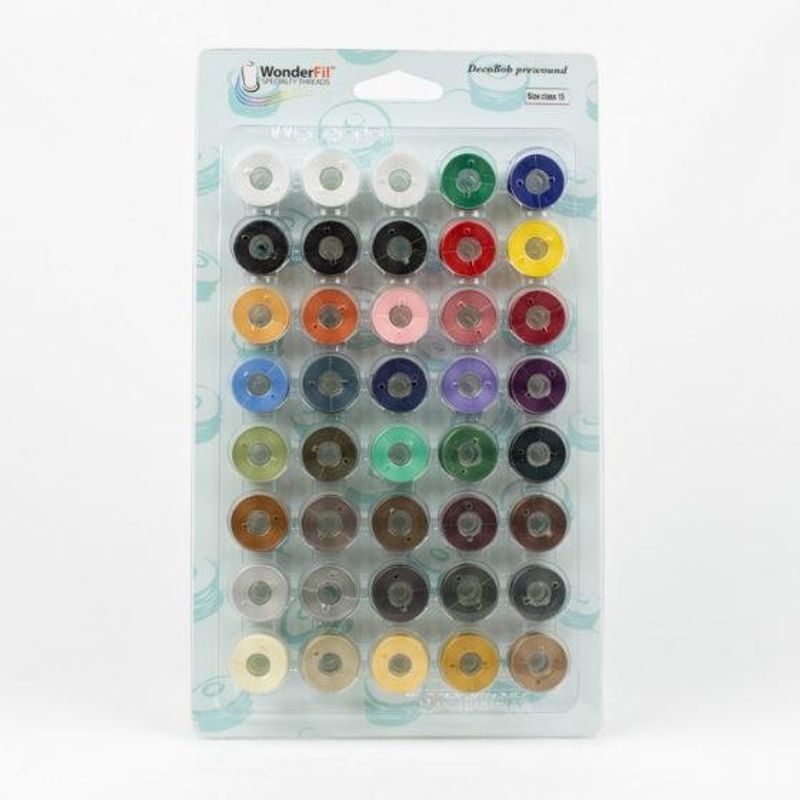 Spoler med undertråd 40pk ulike farger Wonderfil DecoBob 