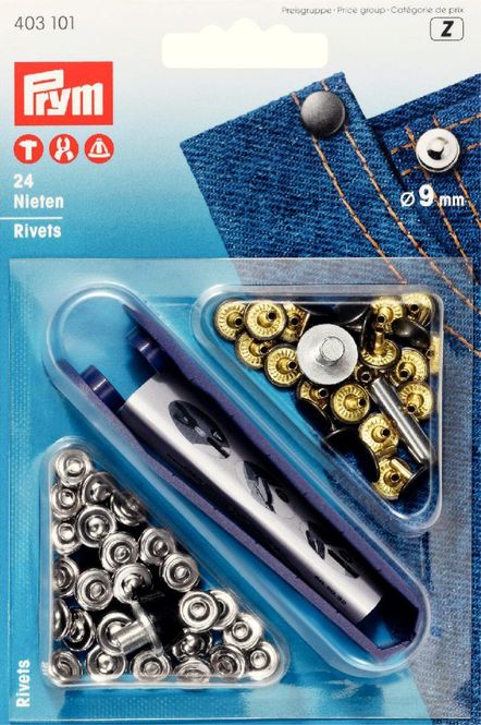 Hovedbilde PRYM Jeansnagler 9 mm Sølv/Antikk Stål
